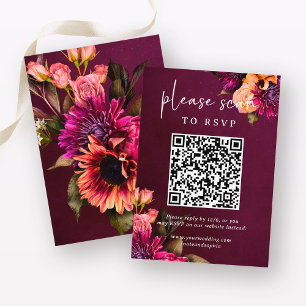 Vet Floral Wedding   RSVP met QR-code Informatiekaartje