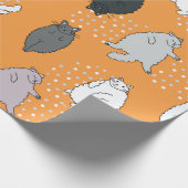 Vet, fluffy katten liggen op hun rug. Cute co Cadeaupapier (Hoek)