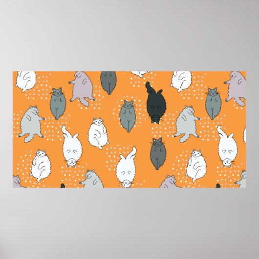 Vet, fluffy katten liggen op hun rug. Cute co Poster (Voorkant)