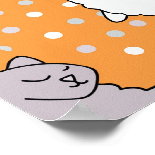 Vet, fluffy katten liggen op hun rug. Cute co Poster (Hoek)