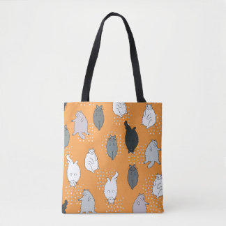 Vet, fluffy katten liggen op hun rug. Cute co Tote Bag