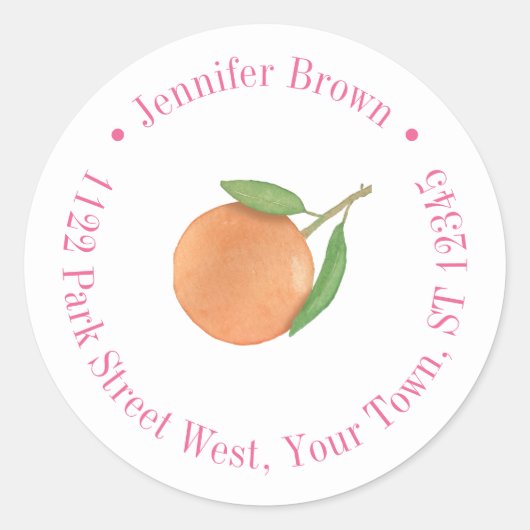 Vet Fuchsia Citroen Oranje Retouradres Ronde Sticker (Voorkant)