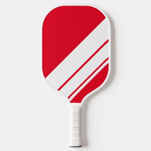 Vet Fun Helder Rood Wit Diagonaal Racing Stripes Pickleball Paddle (Voorkant)