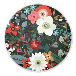 Vet Funky Colorful Floral Dark Chic Modern Flower Keramische Knop