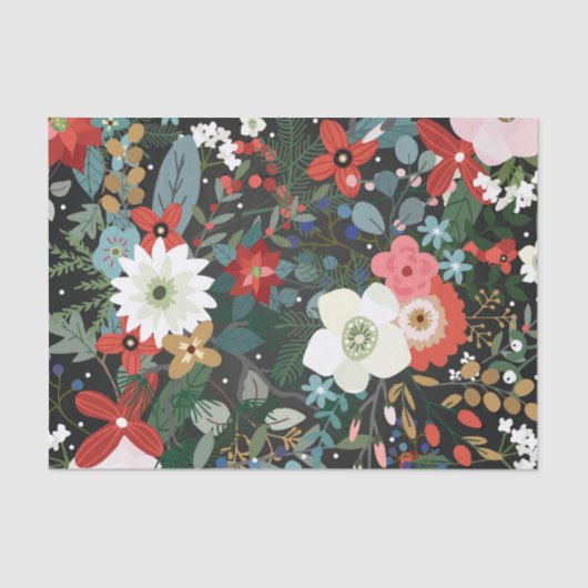 Vet Funky Colorful Floral Dark Modern Tissuepapier (Voorkant)