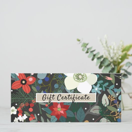 Vet Funky Floral Dark Modern Gift Certificate (Staand voorkant)
