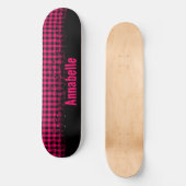 Vet Fushion Fuchsia Roze en Zwart Geruit Persoonlijk Skateboard (Voorkant)