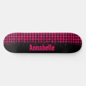 Vet Fushion Fuchsia Roze en Zwart Geruit Persoonlijk Skateboard (Horizontaal)