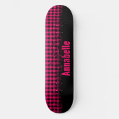Vet Fushion Fuchsia Roze en Zwart Geruit Persoonlijk Skateboard (Voorkant)