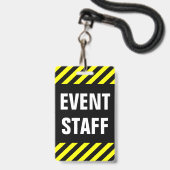 Vet "GEBEURTENISPERSONEEL" + zwarte & gele Stripes Badge (Back with Lanyard)