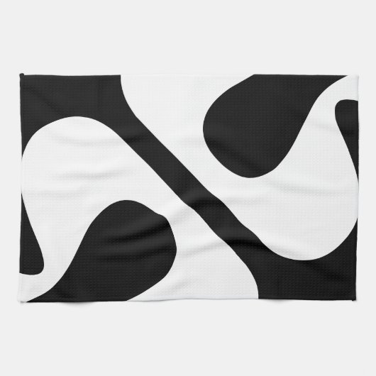 Vet gedraaide bubbels Modern Zwart-wit Theedoek (Horizontaal)