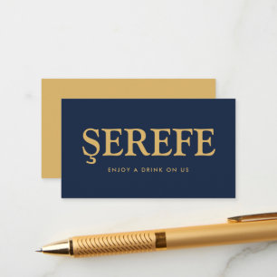 Vet gedrukte letters "Şerefe" Turkse gratis drankj Informatiekaartje