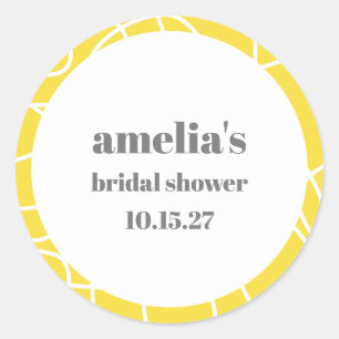 Vet Geel Abstract Lijn Art Aangepast Vrijgezellenf Ronde Sticker