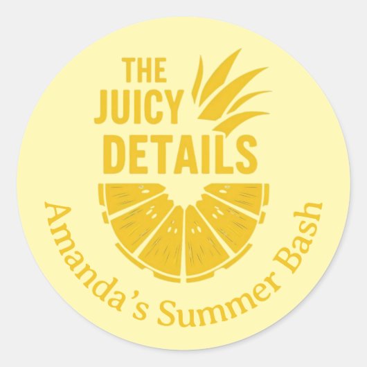 Vet Geel Ananas Custom Phrase Party Ronde Sticker (Voorkant)