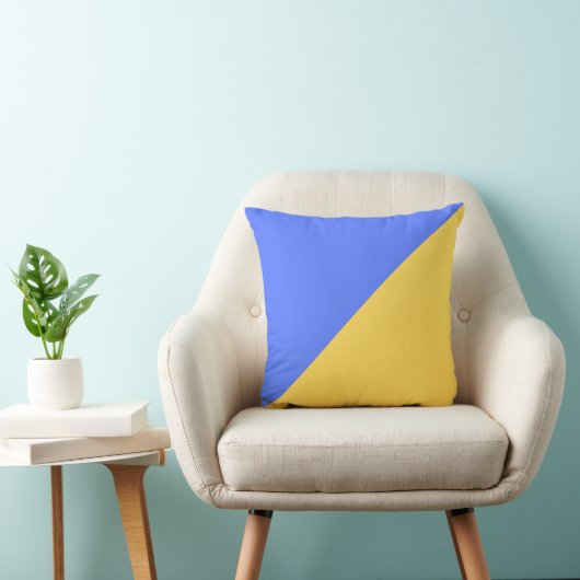 Vet Geel Blauw Grafisch Vaste Kleur Kussen (Stoel)