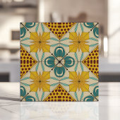 Vet geel en Blauwgroen geometrische retro Tegeltje