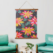 Vet Geel en Oranje Bloemen Zwart