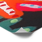 Vet Geel en Oranje Bloemen Zwart Poster (Hoek)