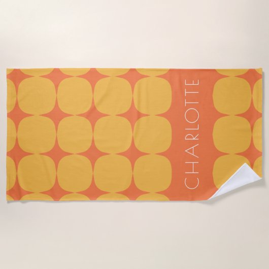 Vet Geel en Oranje Stippen Gepersonaliseerde naam Strandlaken (Voorkant)