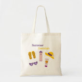 Vet Geel en Paarse Summer Essentials Girly Tote Bag (Voorkant)