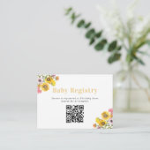 Vet Geel en Roze Bloemen Baby QR-code register Informatiekaartje (Staand voorkant)