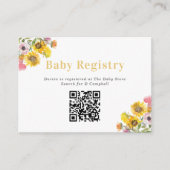 Vet Geel en Roze Bloemen Baby QR-code register Informatiekaartje (Voorkant)