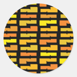 Vet geel en Sinaasappel Electric City Cool Pattern Ronde Sticker