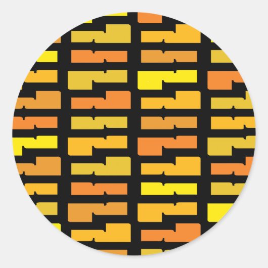 Vet geel en Sinaasappel Electric City Cool Pattern Ronde Sticker (Voorkant)