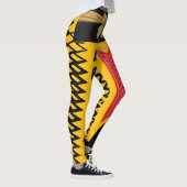 Vet Geel en Zwart Abstract Gold Bow Design Leggings (Rechts)