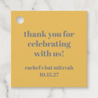 Vet Geel Grijs Custom Schattige Bat Mitzvah Dank u