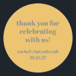 Vet Geel Grijs Custom Schattige Bat Mitzvah Dank u Ronde Sticker<br><div class="desc">Vet Typografie Geel Grijs Custom Schattige Bat Mitzvah Dank u Classic Ronde Sticker</div>