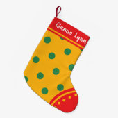 Vet Geel Groen Polka Dot  Kinder Kleine Kerstsok (Voorkant (Hangend))
