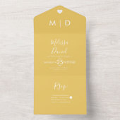 Vet geel harten bruiloft alles in één uitnodiging (Binnen)