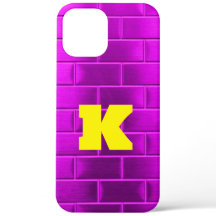 Vet Geel "K" op Paarse Brick Custom monogram