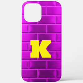 Vet Geel "K" op Paarse Brick Custom monogram Case-Mate iPhone Case