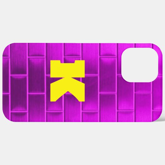 Vet Geel "K" op Paarse Brick Custom monogram Case-Mate iPhone Case (Achterkant / Rechts)