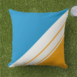 Vet geel oceaan blauw sportief wit schuin strepen buitenkussen