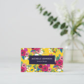 Vet Geel Rode Boho Bloemenpatroon Visitekaartje (Staand voorkant)