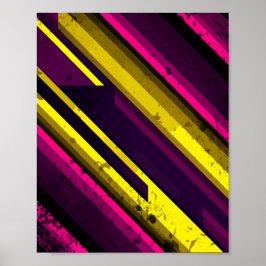 Vet Geel & Roze Grunge Diagonaal Ontwerp Poster