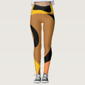 Vet Geel Sinaasappel Kleurrijk Abstract Leggings (Voorkant)