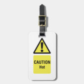 Vet Geel Waarschuwing Hot Sign Veiligheid Bagagelabel (Voorkant verticaal)