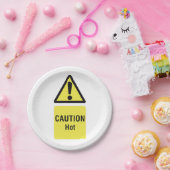 Vet Geel Waarschuwing Hot Sign Veiligheid Papieren Bordje (Feest)