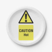 Vet Geel Waarschuwing Hot Sign Veiligheid Papieren Bordje (Voorkant)