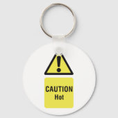 Vet Geel Waarschuwing Hot Sign Veiligheid Sleutelhanger (Voorkant)