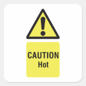 Vet Geel Waarschuwing Hot Sign Veiligheid Vierkante Sticker (Voorkant)