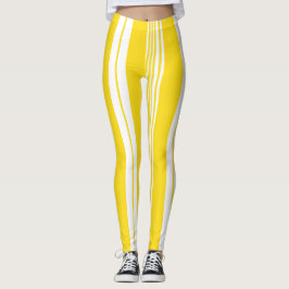 Vet geel wit brede ligstoel gestreept sportief leggings