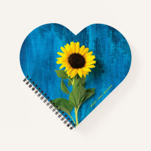 Vet Geel Zonnebloem op Blauw Notitieboek