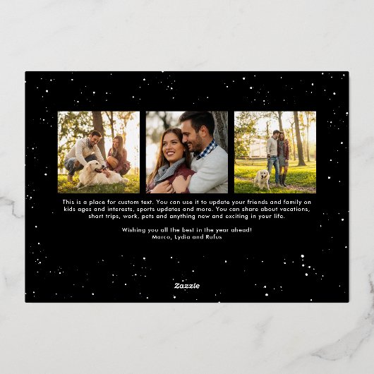 Vet gejuich eenvoudige leuke vrolijke nieuwjaarsfo folie feestdagenkaart (Achterkant)