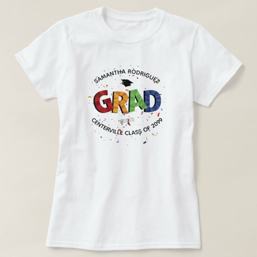 Vet gekleurd patroonAfstudeerder T-shirt (Design voorkant)