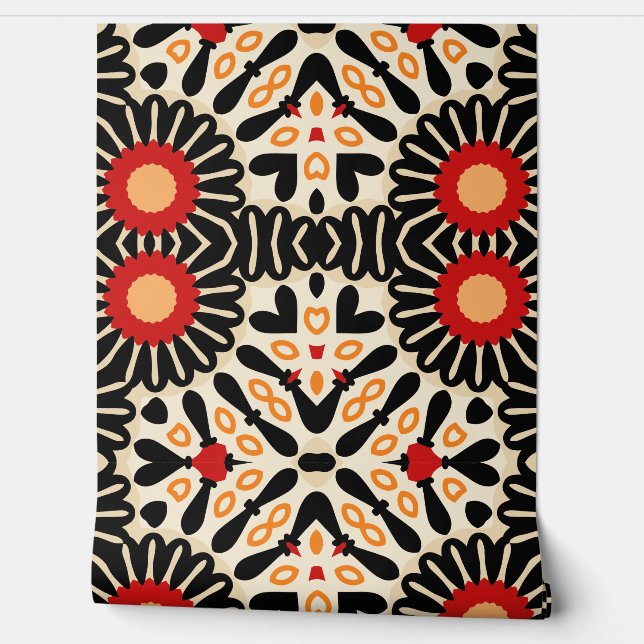 Vet gekleurde ingewikkelde etnische Boheemse volks Behang (Afrollen)